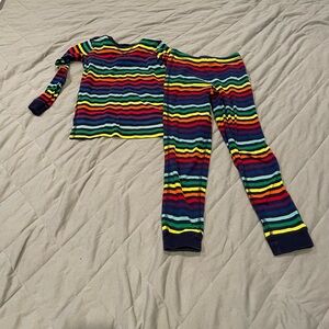 Primary Rainbow Stripes Kids Pajamas Size 6-7